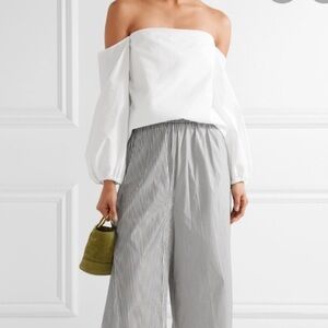 Theory Womens Laureema White Poplin Off-the-shoulder Size 0